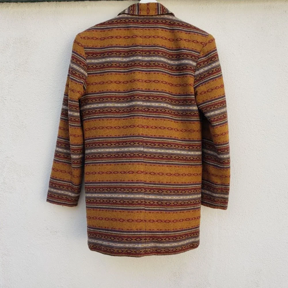 Vintage 70s Aztec Southwestern Print Long Blazer - Picture 4 of 8